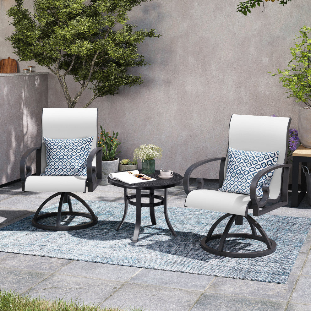 Bar Stool Chair Outdoor Aluminum Rocking Lounge, White