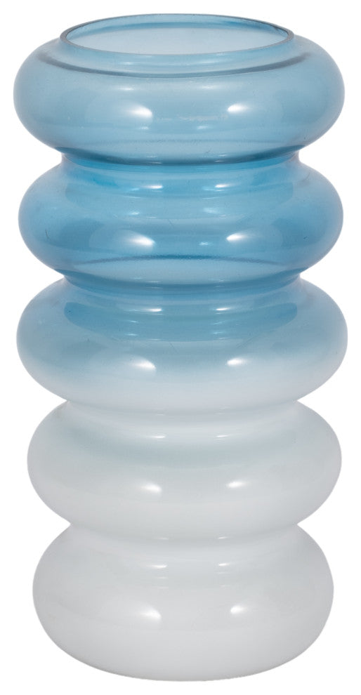 Glass, 12"H Accordion Vase, Blue