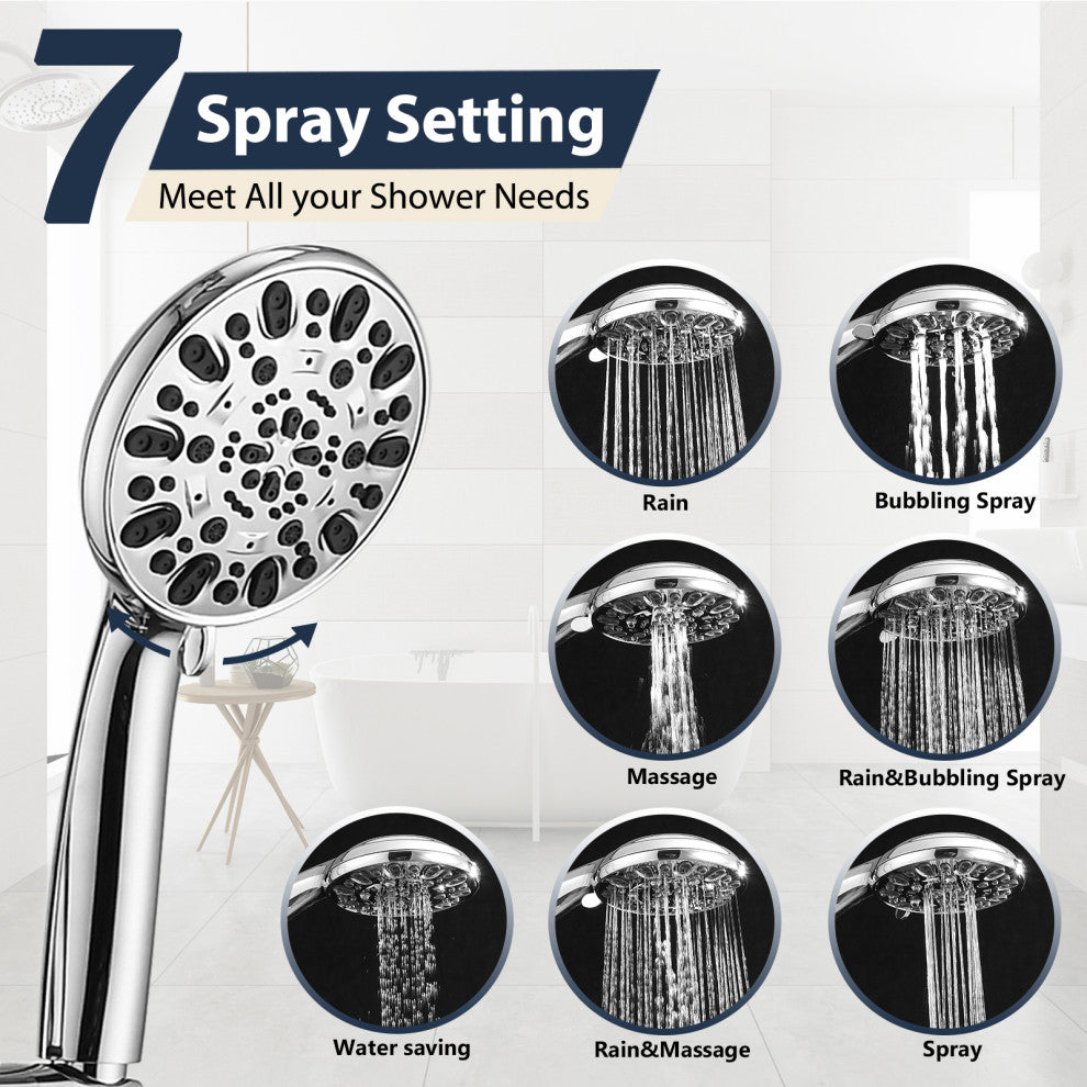 Rainfall 8" Round Shower Head With High Pressure Handheld Sprayer Set, Chrome