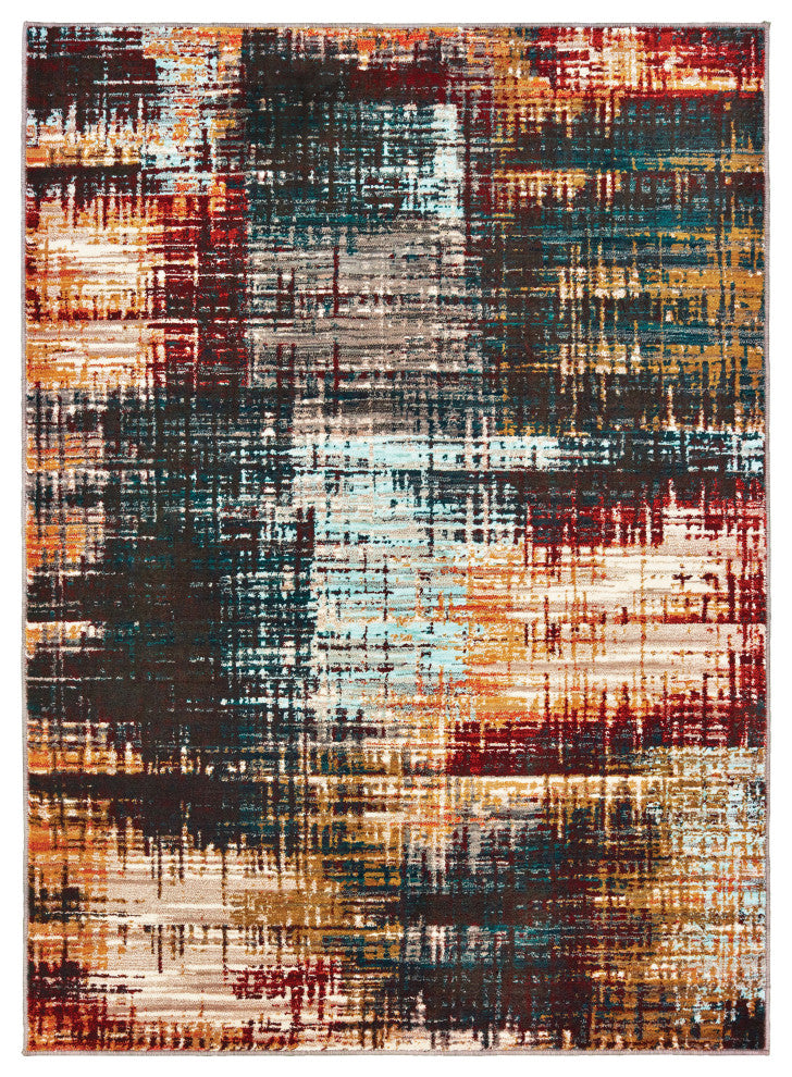 Oriental Weavers Sedona Collection Blue/ Gold Abstract Indoor Area Rug 6'7"X9'6"