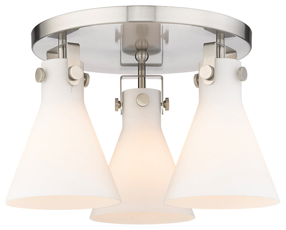 Innovations Newton Cone 3 18" Flush Mount Satin Nickel