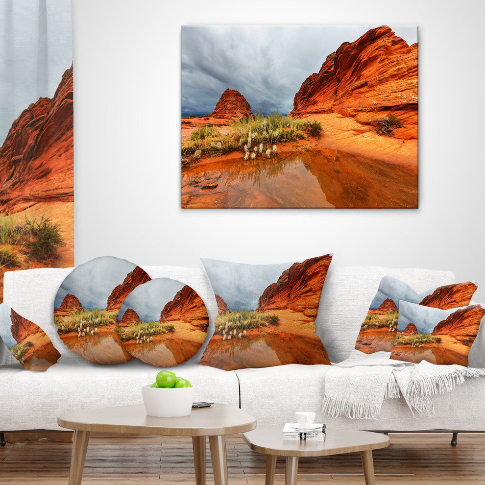 Clear Lake Vermillion Cliffs Landscape Printed Throw Pillow, 16"x16"