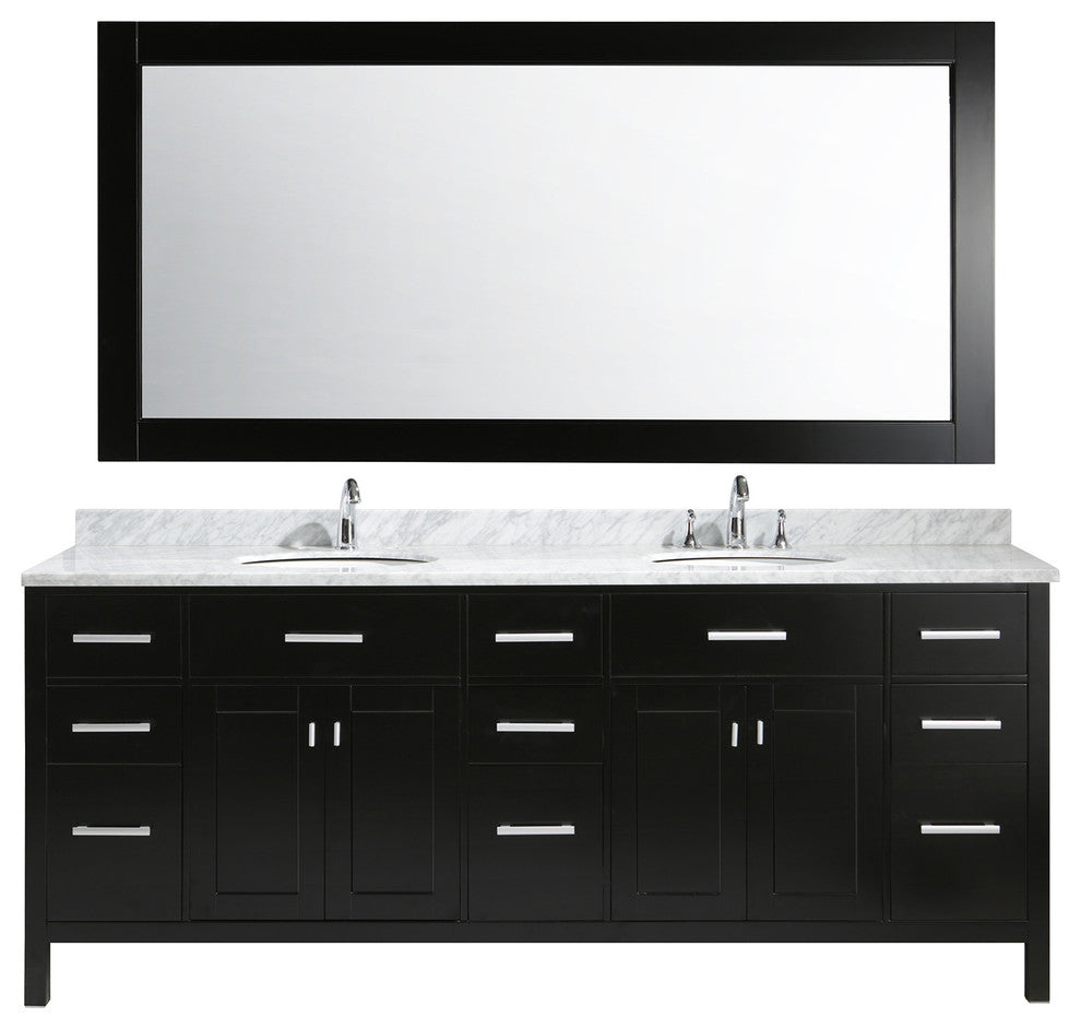 London 84" Double Sink Vanity Set, Espresso Finish