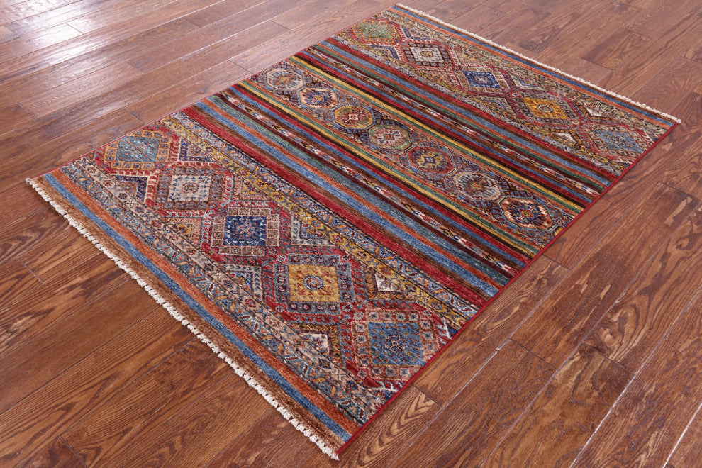 3' 10" X 5' 2" Khorjin Super Kazak Handmade Rug Q10774