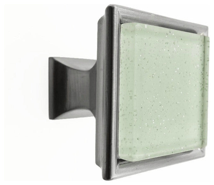 Frosted White Galaxy Crystal Glass Brushed Nickel Madison Classic Knob