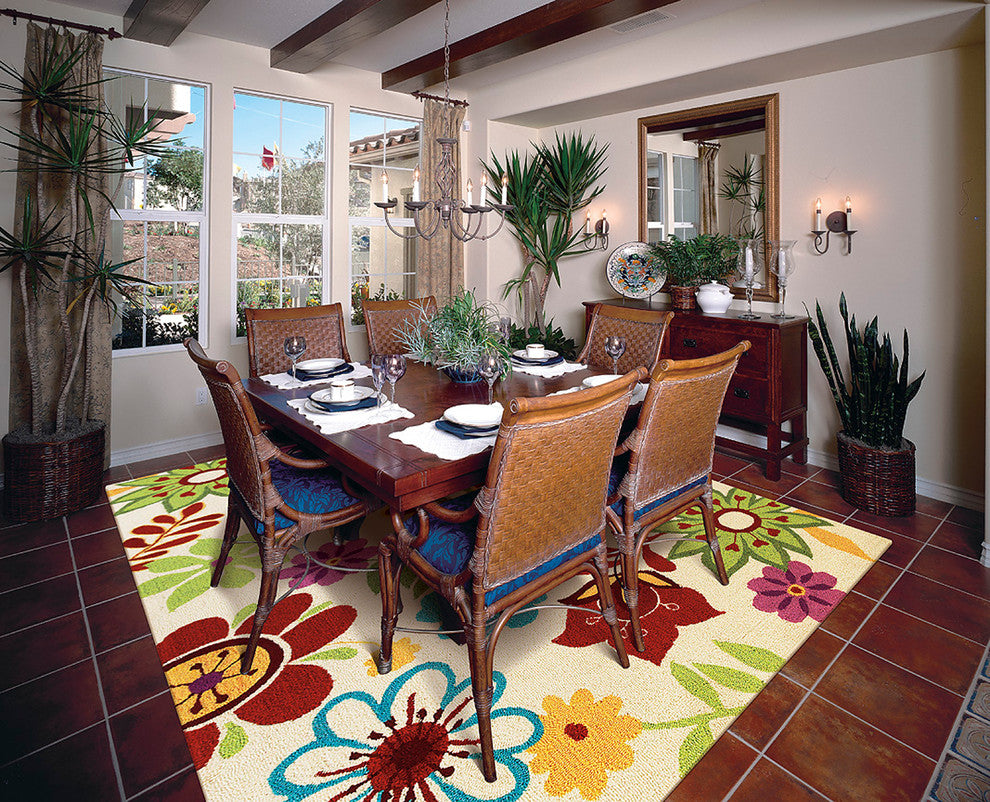 Sonesta 2012 Ivory Retro Floral Rug, 7'6"x9'6"