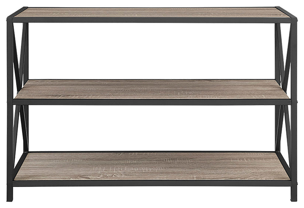 X Frame 40" Industrial Wood Bookshelf - Driftwood