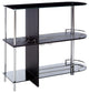 Roland Modern Pub Bistro Bar Table With Tempered Glass Shelves, Black