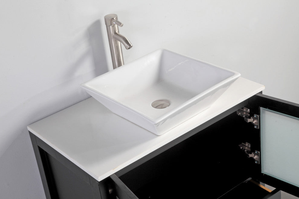 Vanity Art Bathroom Vanity Set With Sink, Espresso, 24", Standard Mirror