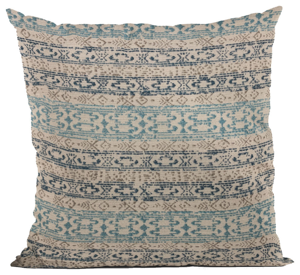 Plutus Blue Mayan Stripe Luxury Throw Pillow, 16"x16"