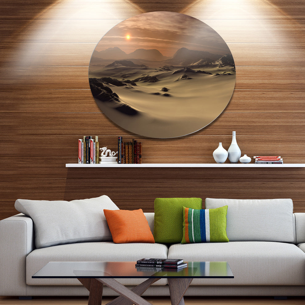 Beautiful Brown Fantasy Terrain, Landscape Disc Metal Wall Art, 23"