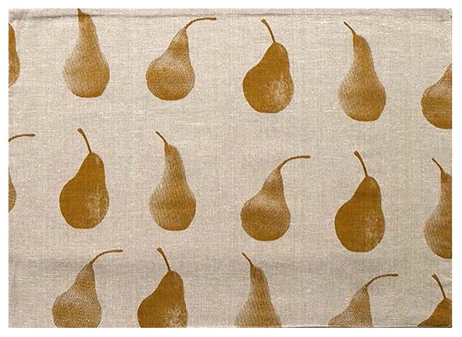 Set of Eight Ochre Pear Pattern Napkins