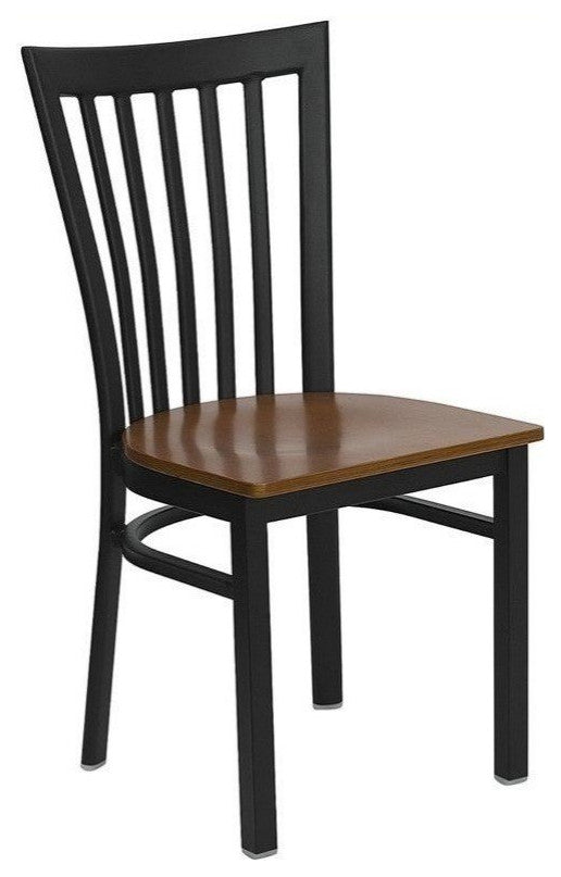 Flash Furniture Hercules Black Back Metal Dining Chair in Cherry