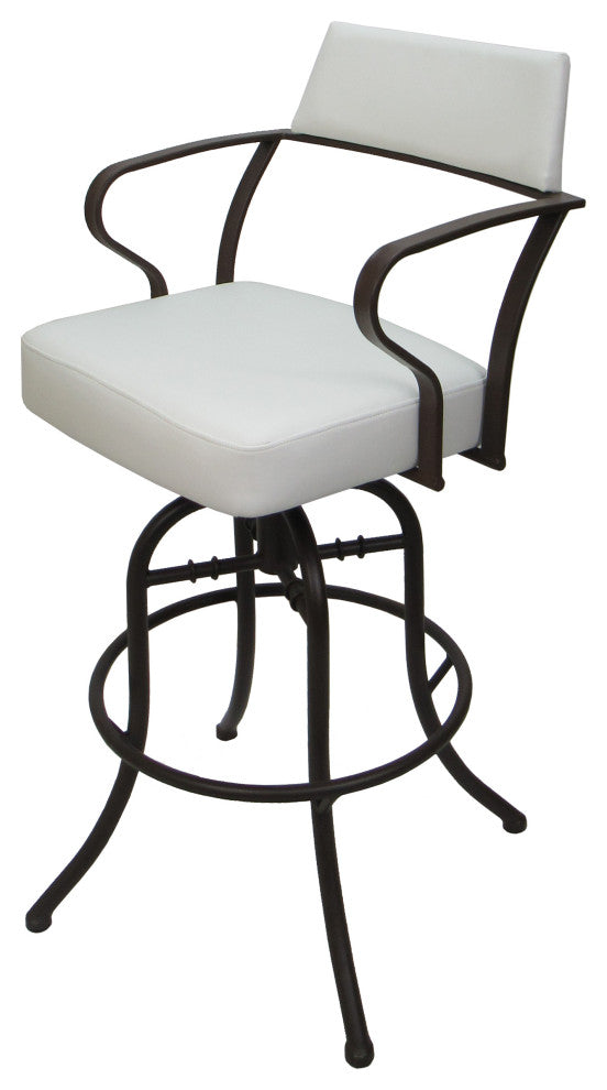 Swivel Tilt Metal Counter 26" or Bar 30" Stool - Carolina, White Vinyl - Brown, 26"