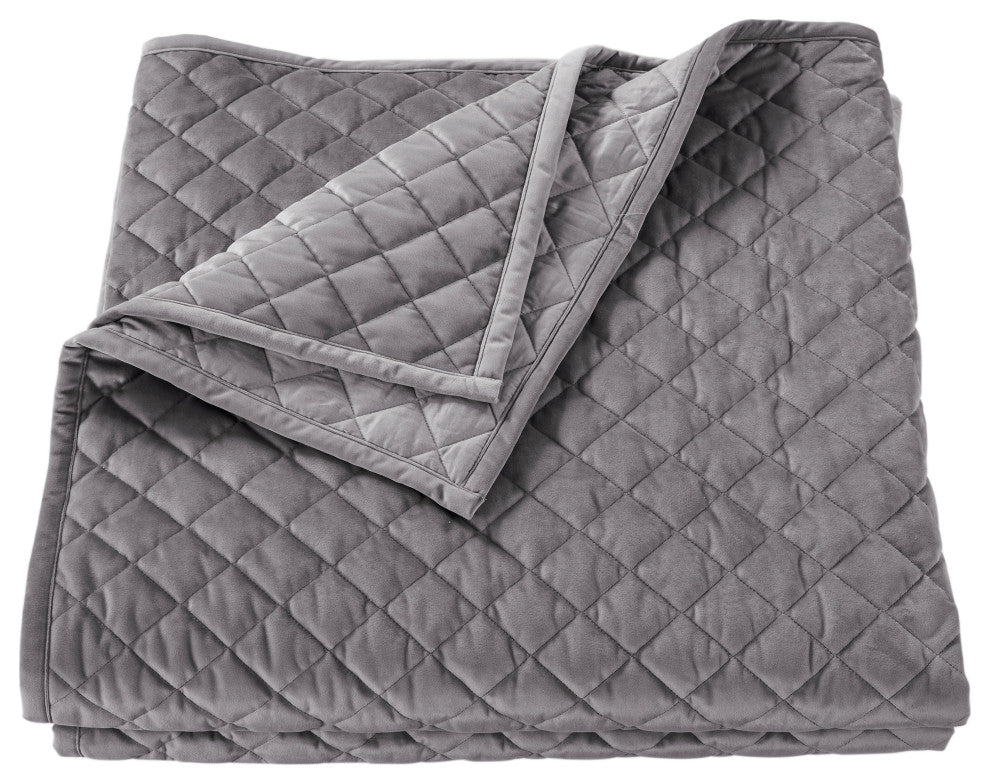 Velvet Diamond Quilt, Full/Queen, Gray, 1 Piece