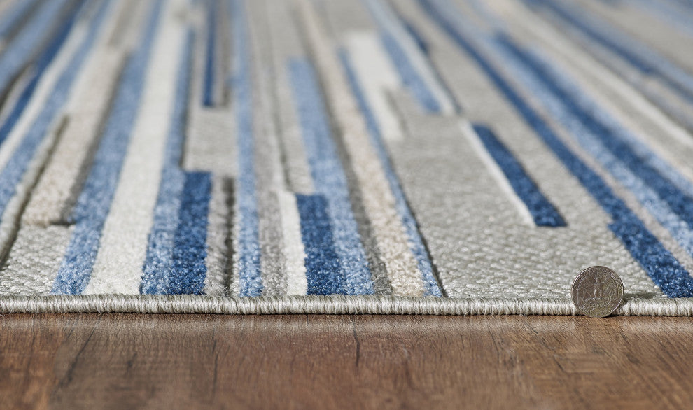 Calla Scope Indoor/Outdoor Rug, Blue, 7'10' Round