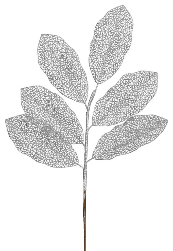 Vickerman L154207 22" Silver Glitter Magnolia Artificial Christmas Spray
