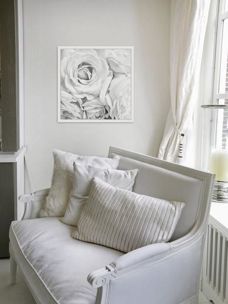 "Soft White Petals" Framed Painting Print, 12"x12"