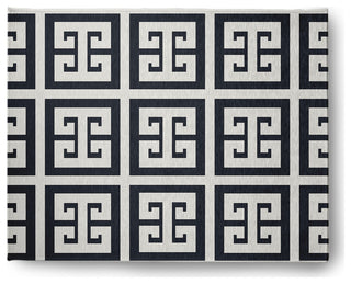 8' x 10' Greek Key Patterned Indoor/Outdoor Rug, Shark Blue