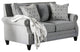 Linen-like Fabric Love Seat with Nailhead Trim Design, Gray