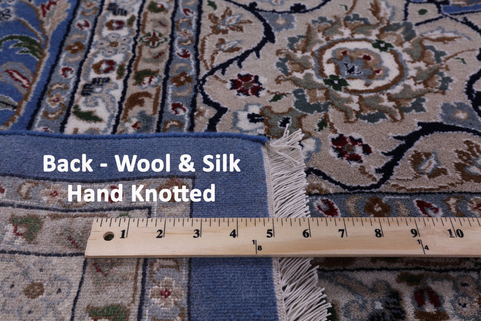 12' Square Wool & Silk Persian Nain Handmade Rug - Q14880