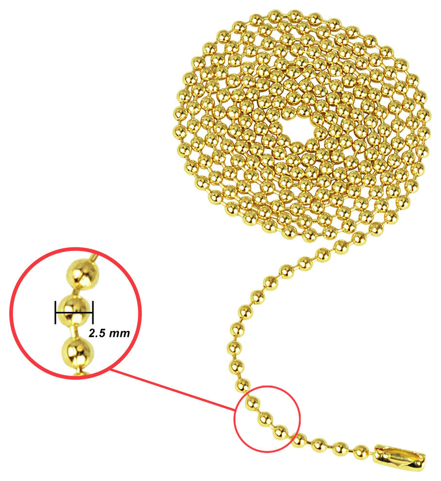 Aspen Creative 21318 3-Feet Beaded Pull Chain with Connector in Polished Brass