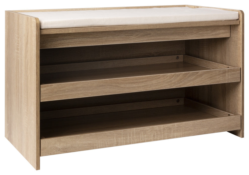 American Art Decor Grey Shoe Rack Bench Storage Unit