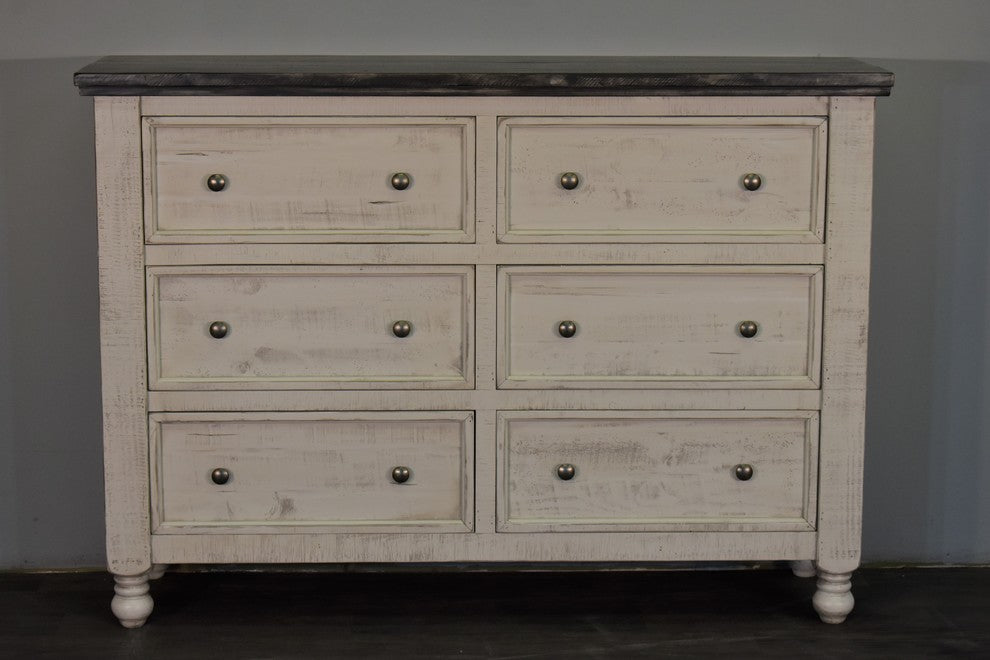 Stonegate Rustis Solid Wood 6 Drawer Dresser, White