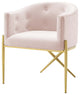 Tufted Side Dining Chair, Velvet, Metal, Pink, Modern, Cafe Bistro Restaurant