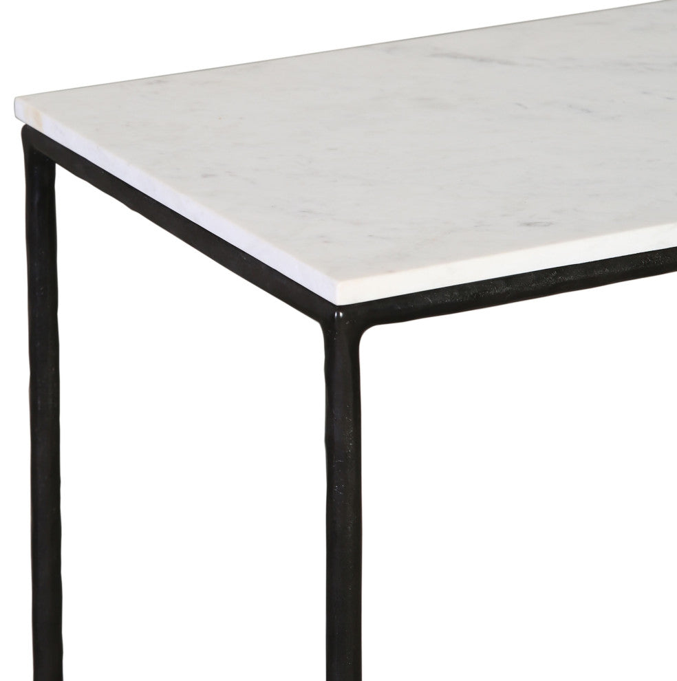 Peyton 59" Wide Console Table, White/ Black