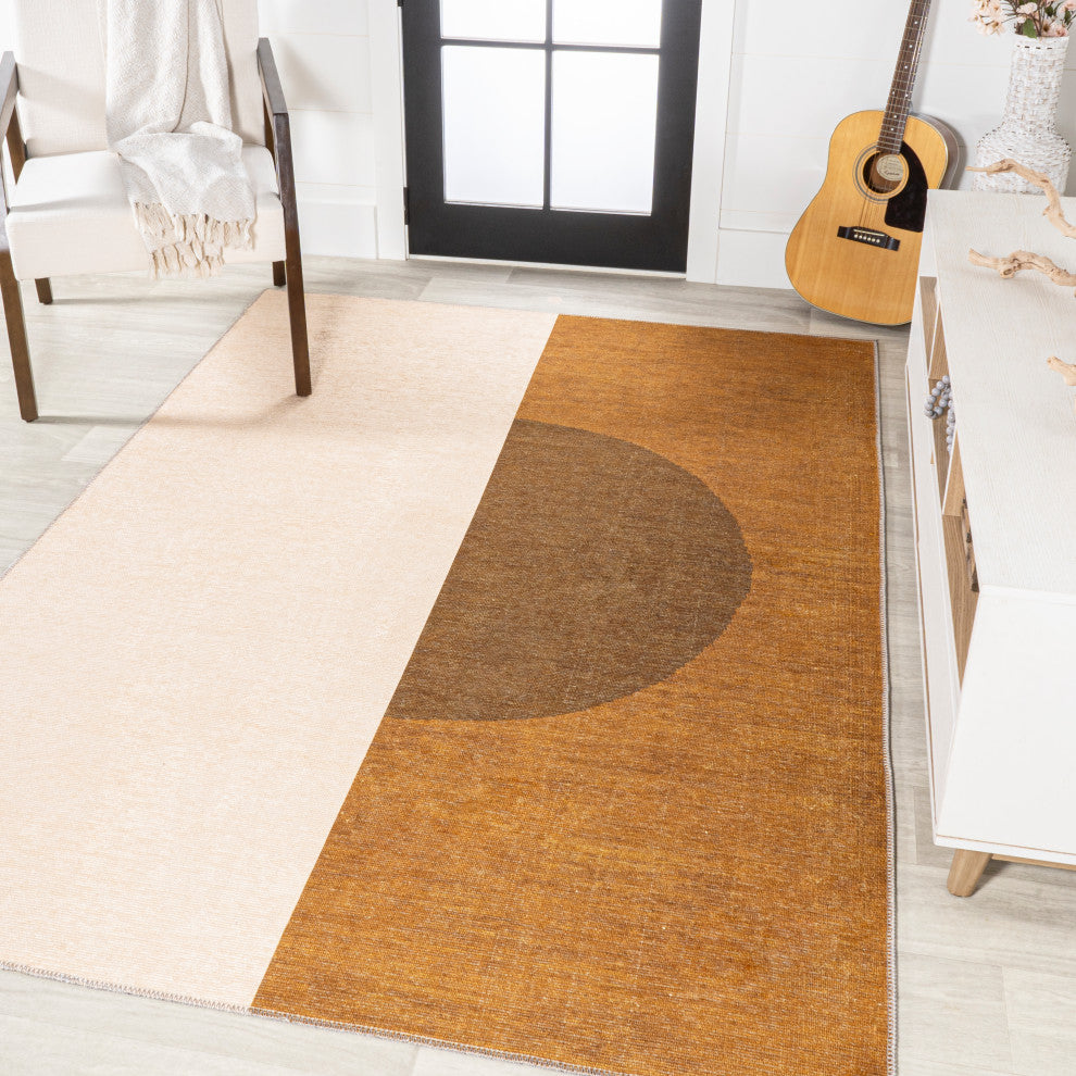 Demie Minimalist Graphic Circle Machine-Washable Area Rug, 5x8