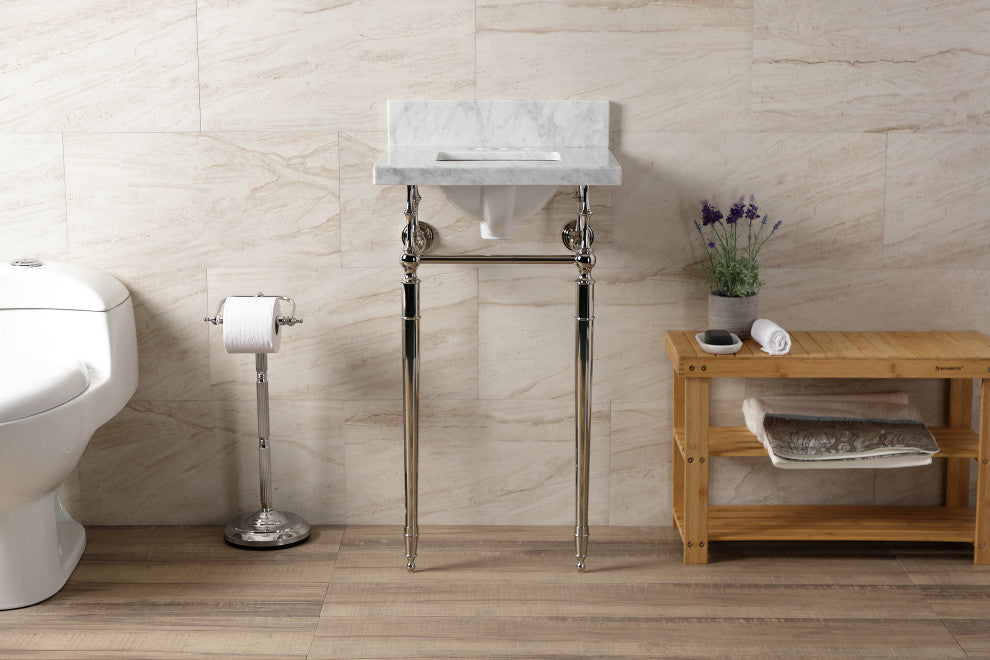 KVPB1917M34SQ6 19" Carrara Marble Console Sink with Brass Legs