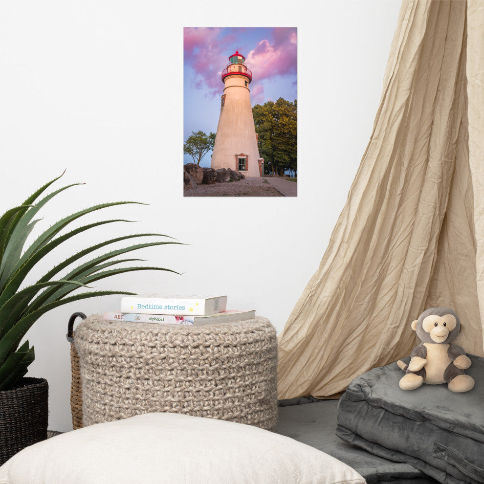 Marblehead Lighthouse at Sunset Coastal Landscape Unframed Wall Art Prints, 12" X 18"