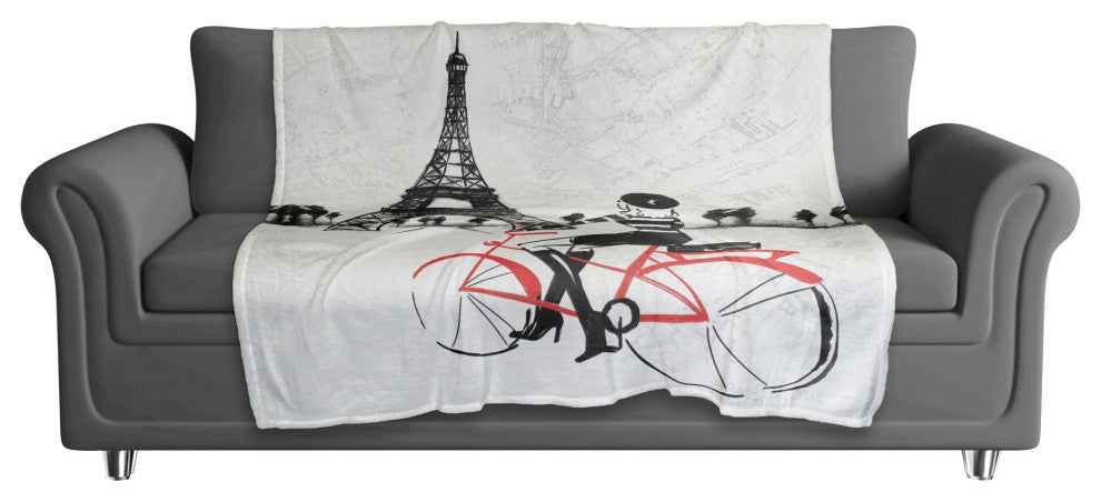 Parisian Red Bike 50x60 Coral Fleece Blanket