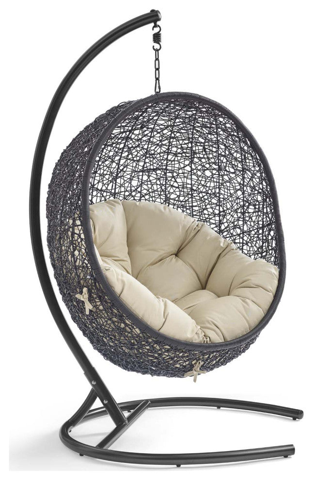 Encase Sunbrella Swing Outdoor Patio Lounge Chair - Black Beige