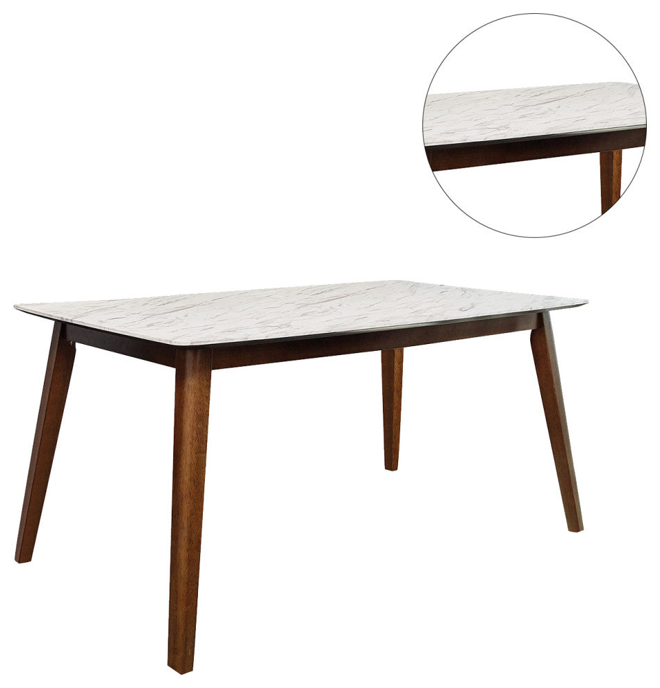 Rectangular Dining Table, White and Natural Walnut