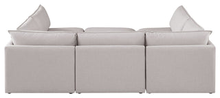 Mackenzie Linen Textured Fabric 6-Piece Modular U-Shaped Sectional, Beige