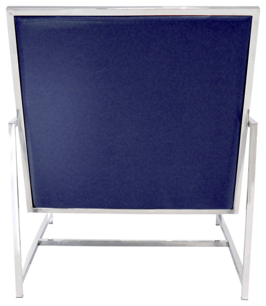 Pasargad Home Luxe Collection Faux Leather Chair, Navy
