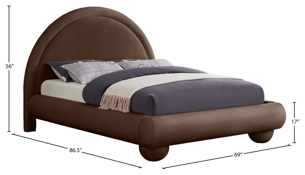 Madrid Upholstered Bed, Brown, Full, Velvet