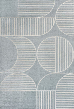 Geometric Arch Scandi Striped Light Blue/Cream 5 x 8 Indoor/Outdoor Area Rug