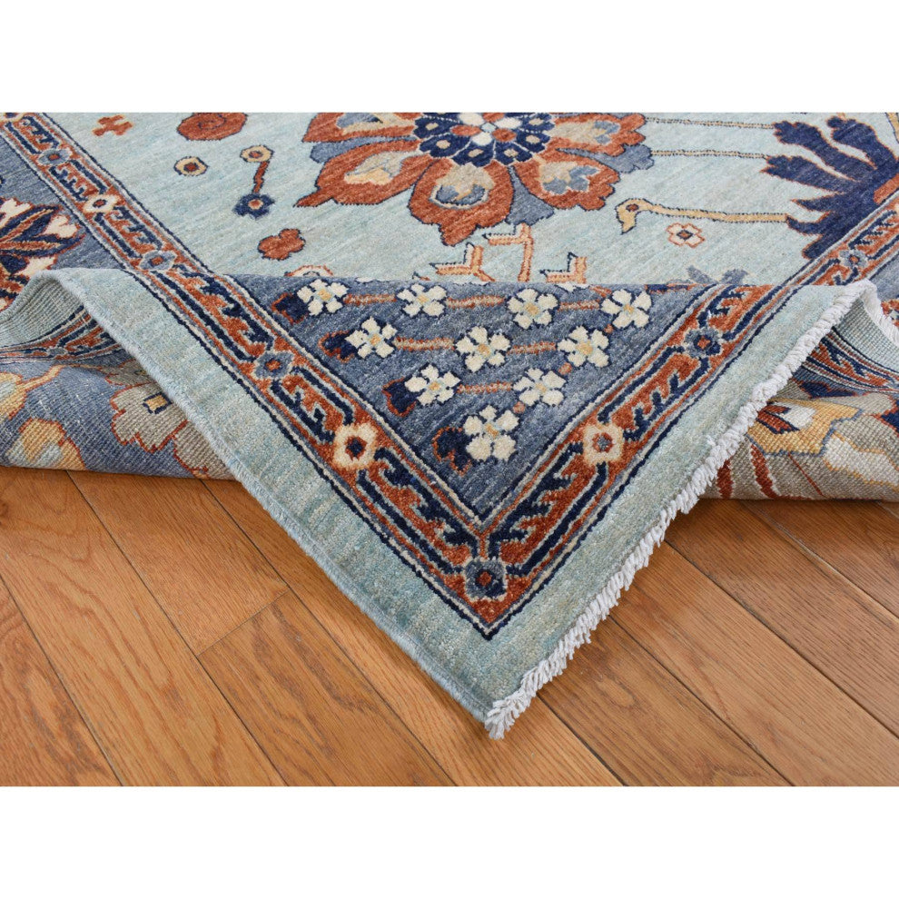 Gray, Peshawar With Antiqued Sultanabad Design, Hand Knotted, Rug, 8'2"x10'