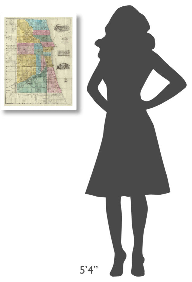 "Guide Map of Chicago, 1869" Digital Paper Print by Rufus Blanchard, 19"x24"
