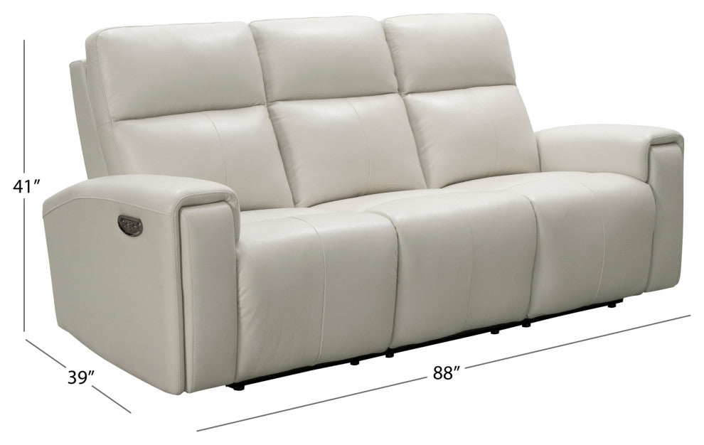 Perry Leather Power Reclining Sofa With Power Headrests, Ivory