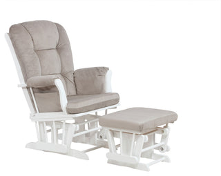 Alice Glider Chair and Ottoman, White, Without Pillow