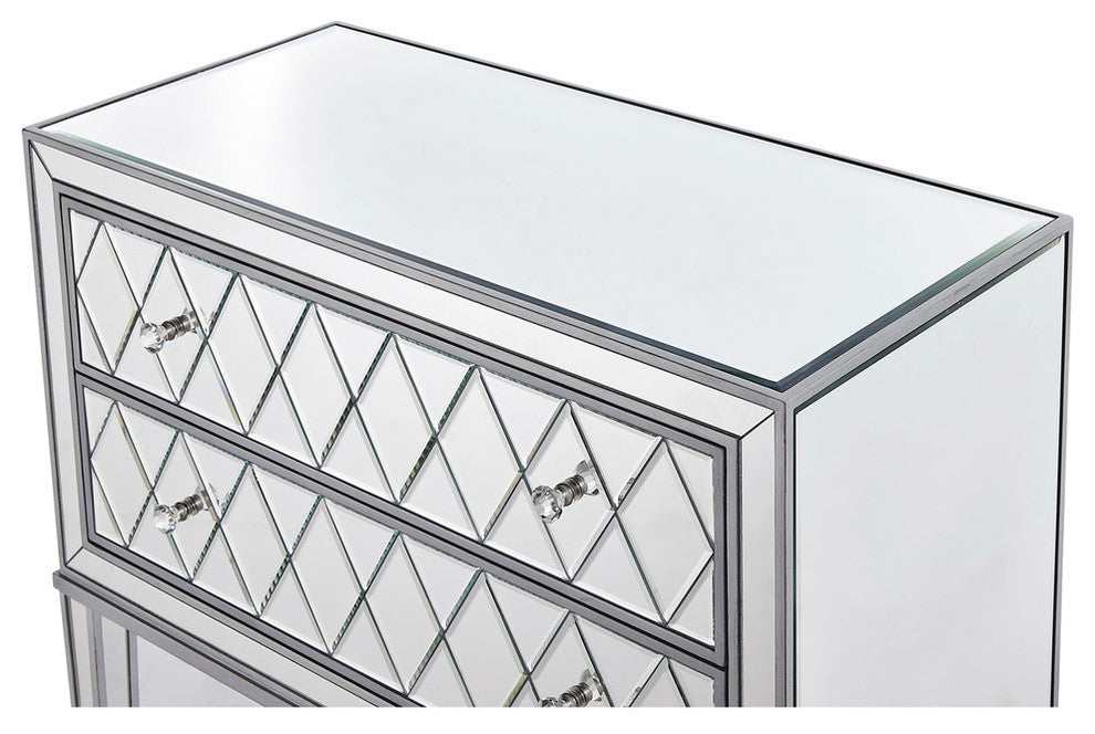 Nightstand 2 Drawers 34" W X 16" D X 34" H, Antique Silver Paint