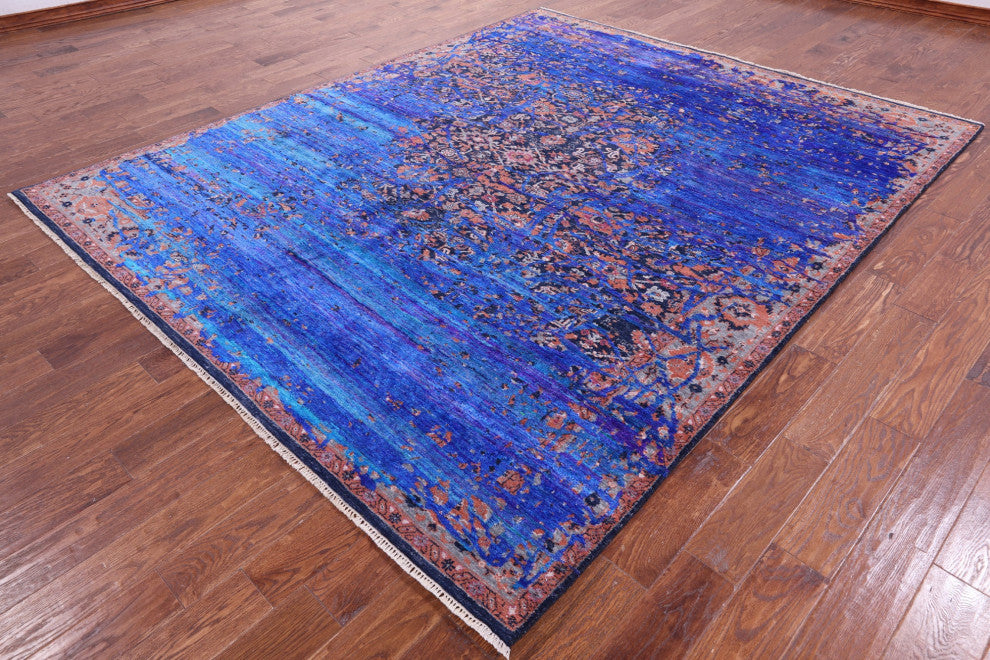 8' 2" X 9' 11" Modern Fine Serapi Hand Knotted Wool & Silk Rug - Q13502