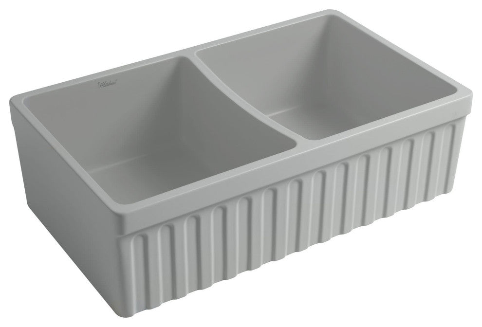 Reversible Matte Double Bowl Fireclay Kitchen Sink