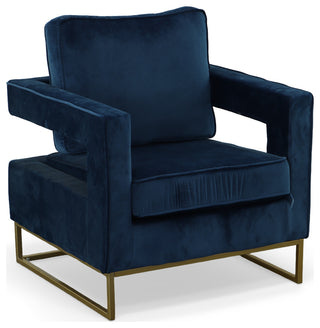 Adadon Velvet Upholstered Armchair - Navy Blue