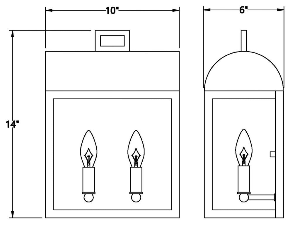 14" 2-Light Outdoor Wall Sconce
