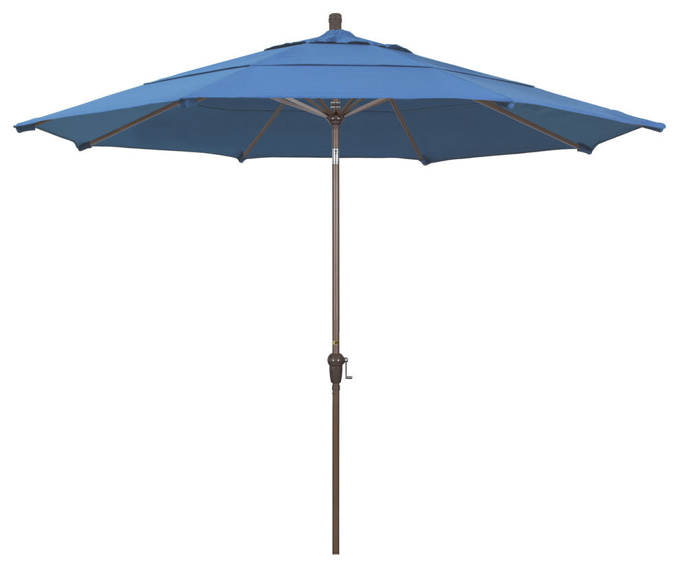 11' Champagne Auto-Tilt Crank Aluminum Umbrella, Frost Blue Olefin